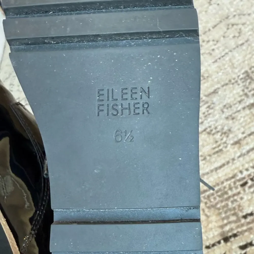 Like New Eileen Fisher Eddy Black Patent Leather Platform Loafer - Picture 8 of 8